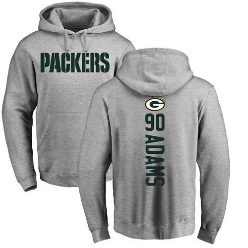 Men Green Bay Packers Ash #90 Adams Montravius Backer Nike NFL Pullover Hoodie Sweatshirts->nfl t-shirts->Sports Accessory
